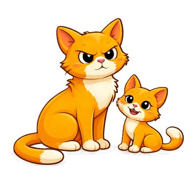 RAE Apps logo: two orange cats